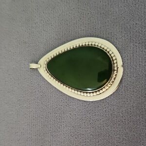 Nephrite and Sterling Silver Teardrop Pendant
